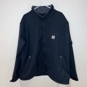 Carhartt Crowley Soft Shell Jacket Men's 3XL Black Fleece Lined Pockets Full Zip